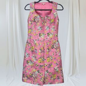 Delpozo Pink Floral Jacquars Mini Dress, Size 36